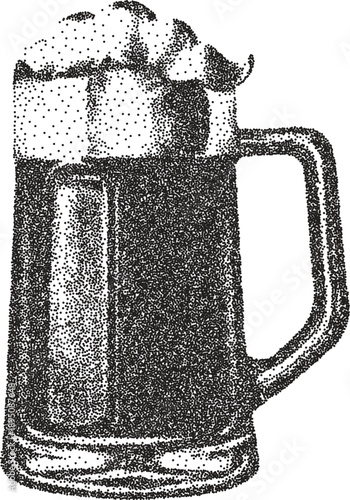 Beer retro y2k stipple design beverage halftone brutalist urban vector png with clear background, ale 2000s photocopy grunge tattoo gen z effect