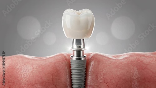Dental Implant Process Animation: Installation and Tooth Placement