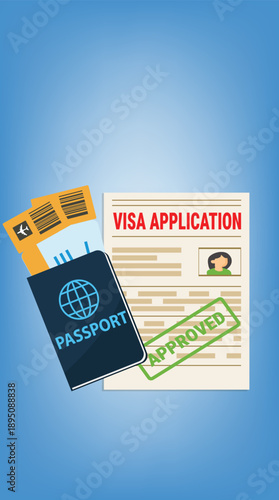 Visa application form.Application visa. Document for travel.Travel approval. Immigration visa	