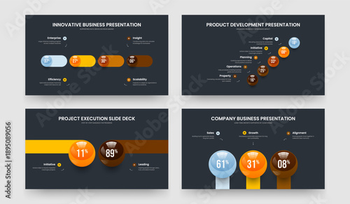 Investor Plan 4 5 2 3 Option Diagram Presentation Layout Bundle. Elegant Strategy Four Five Two Three Element Graph Frame Template Vector Illustration Collection.