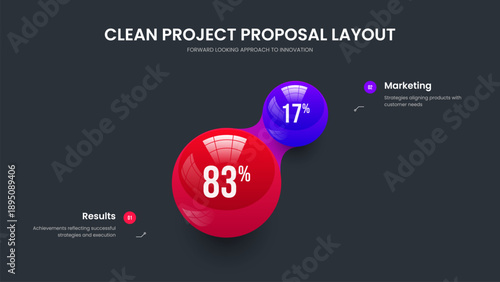 Advertising Innovation 2 Step Chart Frame Design. Project Launch Two Element Infographic Presentation Layout. Business Forecast Slideshow Template Vector Illustration.