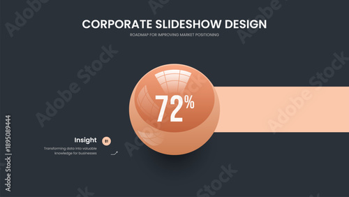Business Showcase Slide Template Vector Illustration. Professional Visualization 1 Step Graph Frame Design. Consulting Campaign One Option Chart Slideshow Layout.
