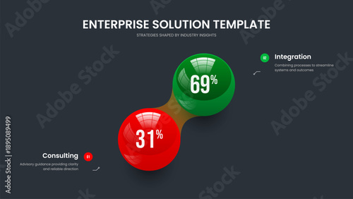 Project Campaign Presentation Design Vector Illustration. Visual Portfolio Two Step Graph Slideshow Layout. Product Overview 2 Element Diagram Frame Template.
