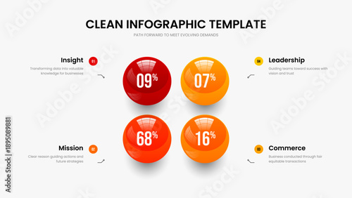 Elegant Introduction Four Option Chart Frame Design. Educational Forecast Presentation Layout Vector Illustration. Business Portfolio 4 Element Infographic Slide Template.