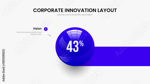 Creative Performance 1 Step Graph Presentation Layout. Enterprise Planning Slide Design Vector Illustration. Company Briefing One Element Infographic Frame Template.