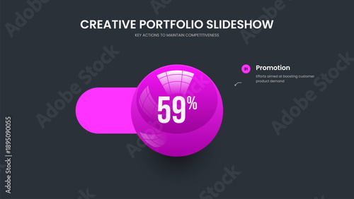 Creative Campaign One Element Graph Slideshow Template. Minimal Showcase 1 Step Chart Slide Layout. Visual Plan Frame Design Vector Illustration.