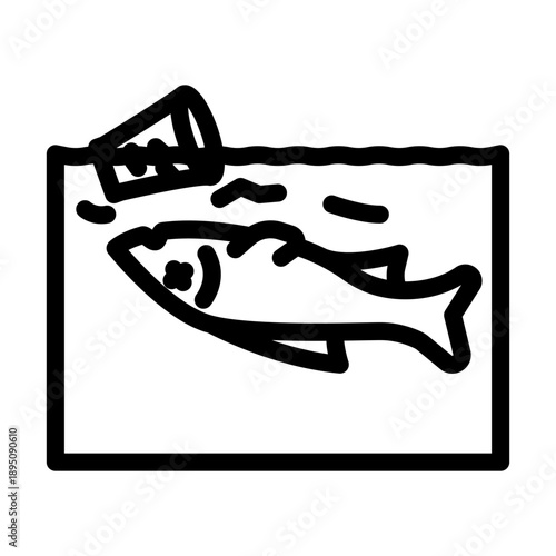 Dead fish floating in polluted water beside a discarded plastic cup, symbolizing marine pollution, ecosystem damage and urgent need for ocean cleanup and conservation efforts