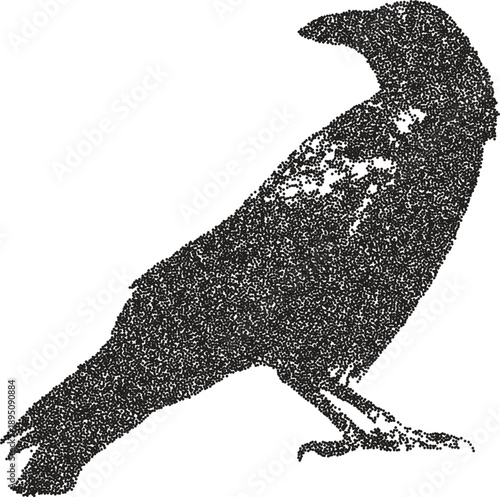 Crow y2k retro stipple art raven brutalist halftone vector png transparent, dark 2000s photocopy effect tattoo aesthetic