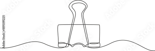 Binder Clip Line Art vector illustration,