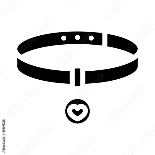 Pet collar featuring a heart shaped pendant, representing love, care, and attachment between owner and companion animal, a common accessory for identification and style