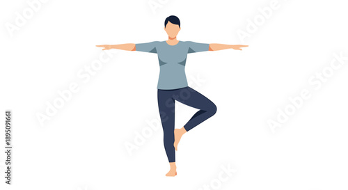 Vector illustration of a woman in yoga tree pose