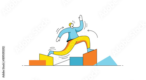 Businessman climbing success graph vector illustration