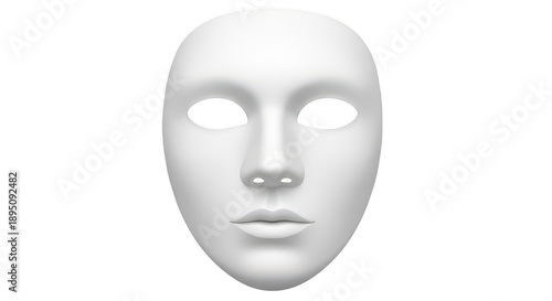 Blank white mask isolated on transparent background, isolated on white background