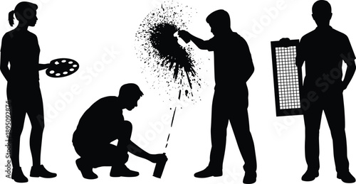 Halloween graveyard scene with jack-o'-lantern, twisted tree, lanterns, gravestones, and bats in spooky black and white silhouette style.