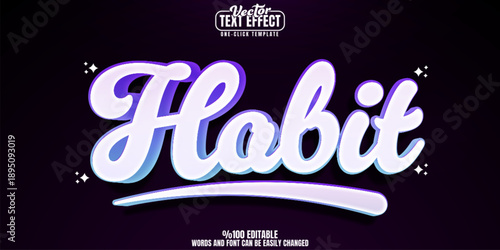Habit editable text effect, customizable poster and calligraphy 3d font style