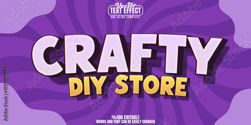 Craft editable text effect, customizable cartoon and cute 3d font style