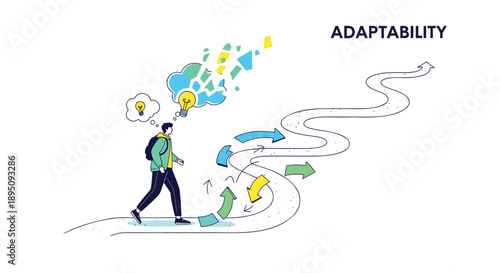 Businessman adapting to change, flexible strategy