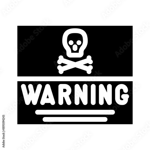 Skull and crossbones hazard symbol warning of toxic, poisonous or deadly substances, minimal black and white icon for safety signage, alerts, ui, and hazard communication