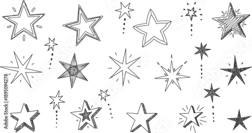 Starry night silhouette a whimsical collection of hand drawn stars