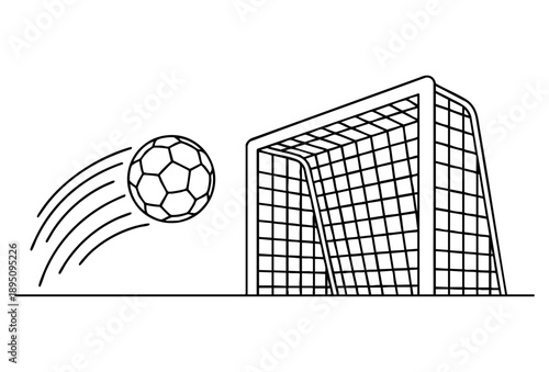 football ball and goal, Football goal. Soccer goal. Vector, soccer ball in goal with black & White background	