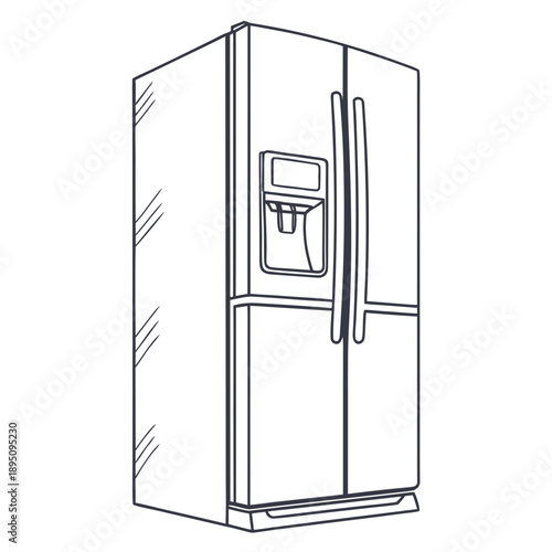 Modern stainless steel refrigerator with water dispenser