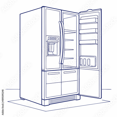 Modern refrigerator with open doors