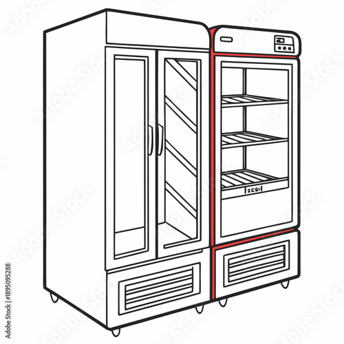 Commercial double door refrigerator display