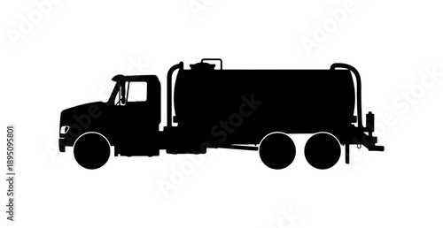 Black Silhouette of a Tanker Truck