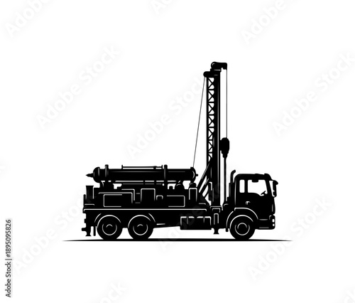 Black Silhouette of Drilling Equipment