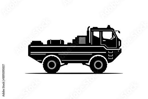 Black Silhouette of a Tow Truck