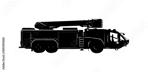 Black Silhouette of a Fire Truck