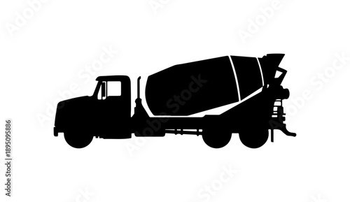 Black Silhouette of Cement Mixer Truck