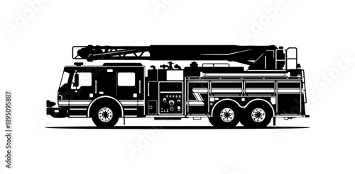 Black Silhouette of a Fire Truck