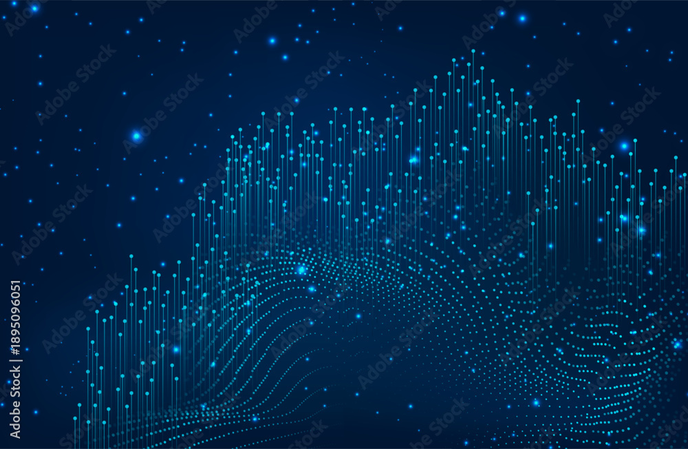 Obraz premium abstract background with lines and dots. vertical lines on the background. 3D Abstract Mesh Background with Circles, Lines and Shapes.Vector abstract 3D big data visualization. Futuristic infographics