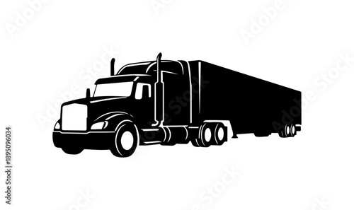 Black Silhouette of a Semi-Truck