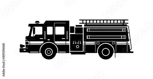 Black Silhouette of Fire Truck
