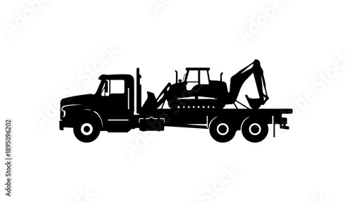 Black Silhouette of Tow Truck