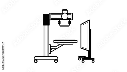 Medical x-ray machine silhouette with monitor for diagnostic imaging
