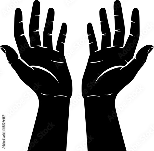 Two open hands reaching up, symbolizing offering, hope, or receiving something