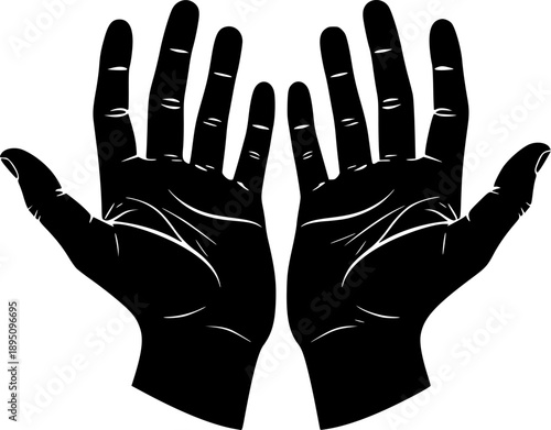 Two open hands reaching up, symbolizing offering, hope, or receiving something