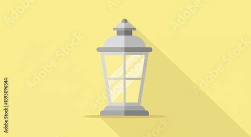 Flat design outdoor lantern icon with long shadow.