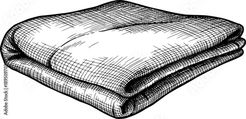 Monochrome drawing of a cloth with detailed crosshatching