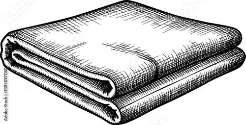 Monochrome drawing of a cloth with detailed crosshatching