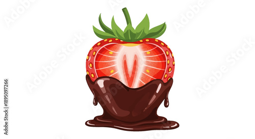 Chocolate Dipped Strawberry Dessert Vector