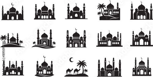 Collection of mosque silhouettes