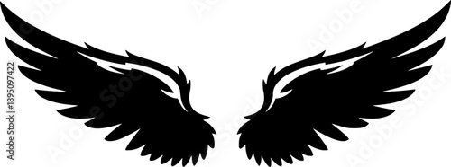 Angel wings Vector Black Silhouette Design