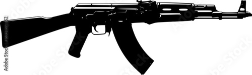 Ak 47 assault rifle vector black silhouette print design