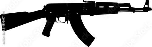 Ak 47 assault rifle vector black silhouette print design