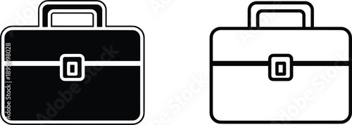 Briefcase icon set in solid and outline styles for business work office career and professional design