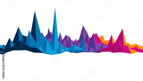 Colorful abstract polygonal mountain peaks on white background